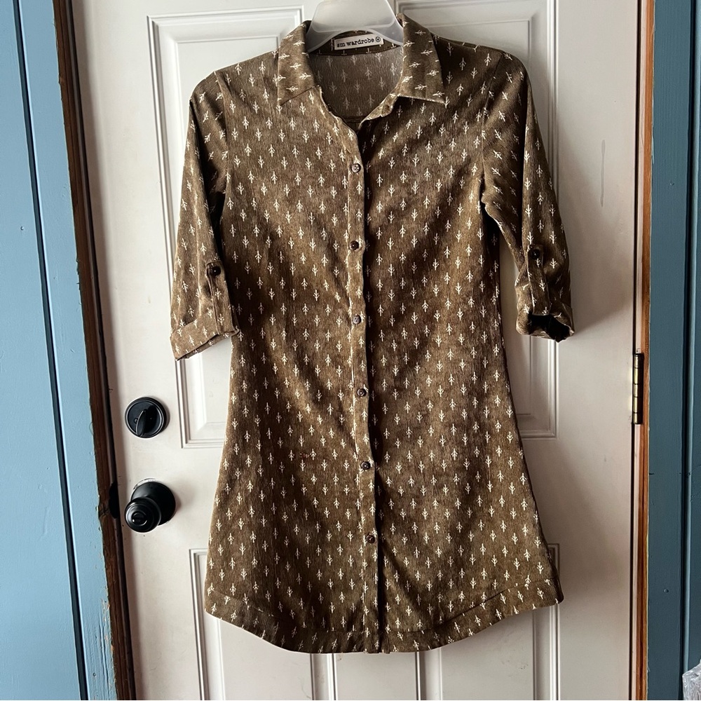 Sm Wardrobe Green Button-Up Tunic/Midi Dress